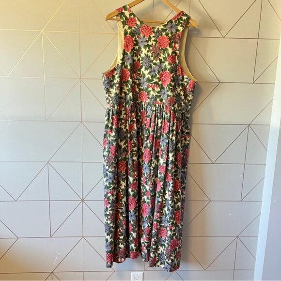 Vintage CarolArt Designs 100% Cotton Floral Garden Midi Dress - Picture 4 of 10